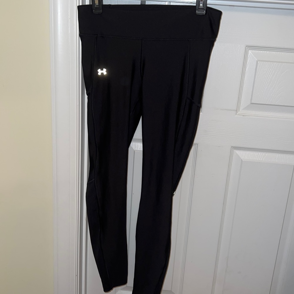 Under Armor Ankle Length Leggings with Mesh Bottoms and a Back Pocket